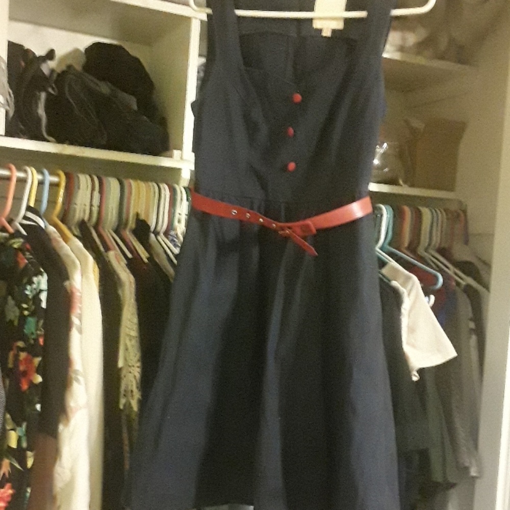 Modcloth biking in Brussels dress